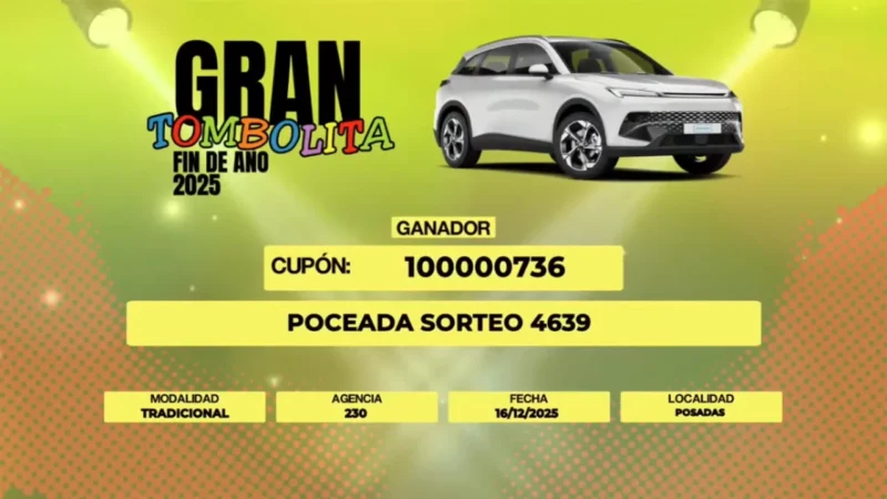 El ganador Tombolita Fin de Año es un apostador de Posadas.