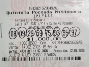 Ticket ganador de los 327.283.534 pesos de la Poceada.