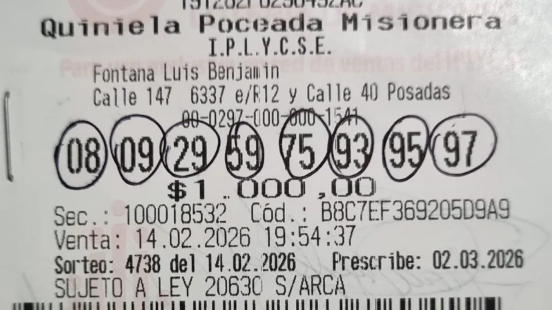Ticket ganador de los 327.283.534 pesos de la Poceada.