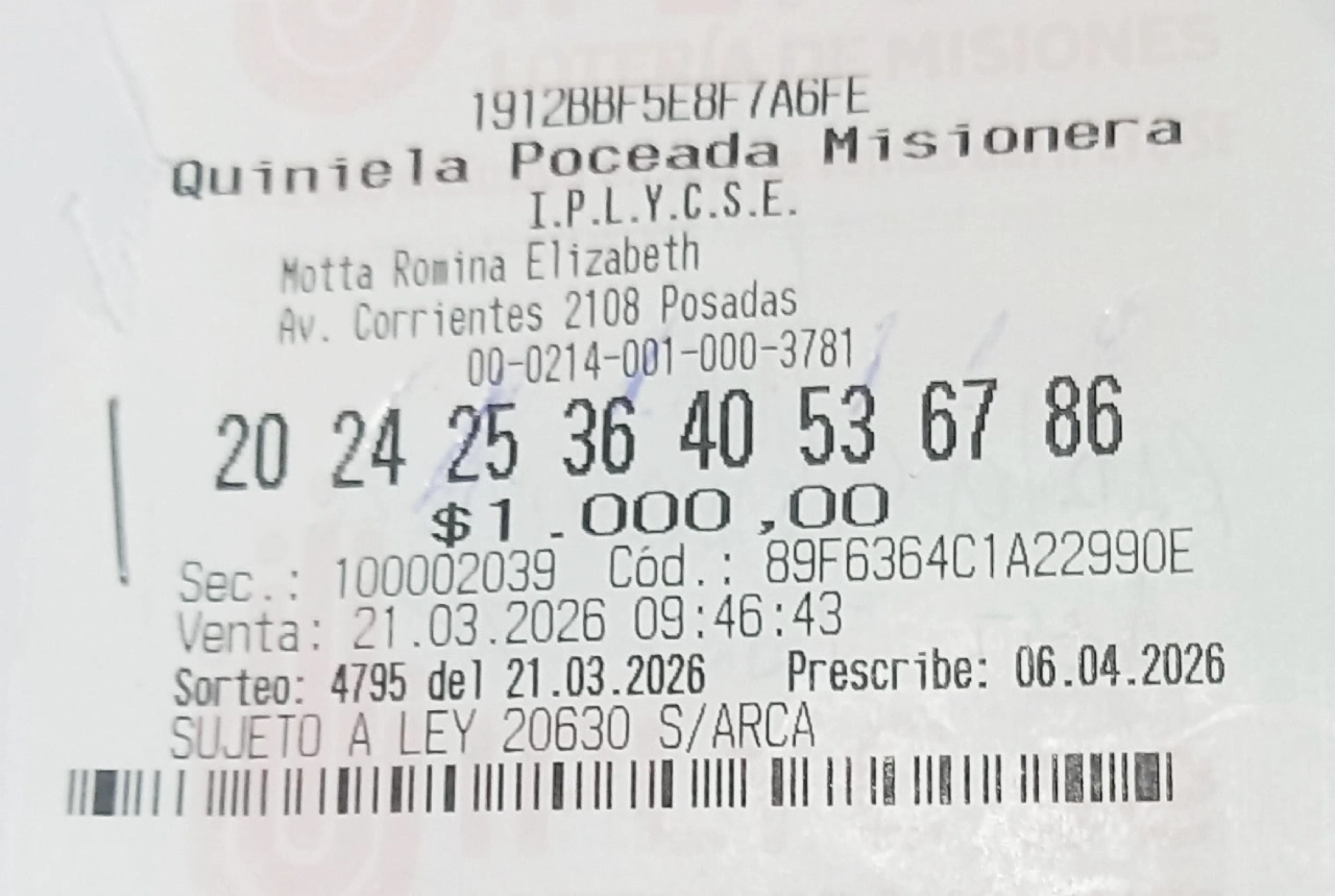 Ticket del jubilado que ganó 9.486.188 pesos con la Poceada.