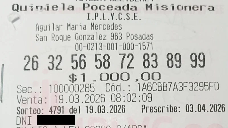 Ticket del apostador que hizo caso a sus pálpitos y ganó 86.143.967 pesos con la Poceada.