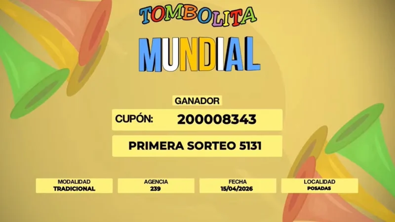 número de tícket ganador del segundo kit mundialista de la Tombolita.