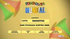 Cupón ganador del tercer kit mundialista de la Tombolita.