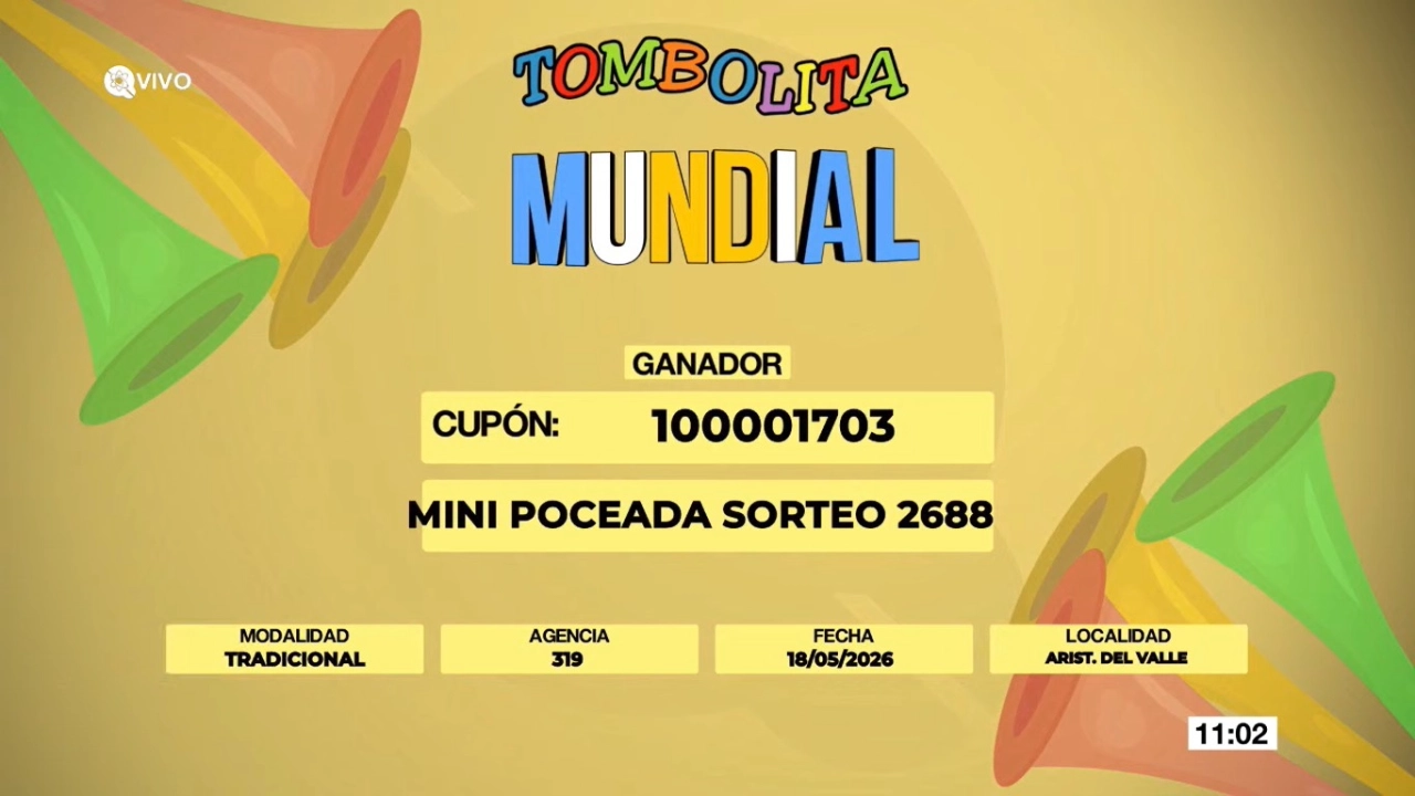 Cupón ganador del tercer kit mundialista de la Tombolita.