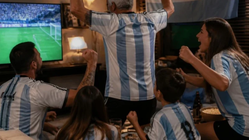 Imagen ilustrativa, familia frente a la TV durante un partido de la Selección.