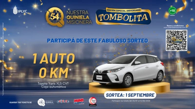 Tombolita Aniversario sorteo del 0 Kilómetro el 1 de septiembre.