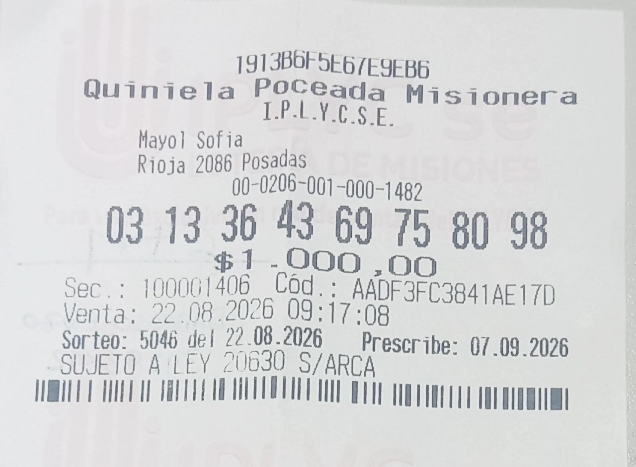 Ticket ganador de la Tombolita Aniversario que se llevó el Toyota 0 kilómetro.
