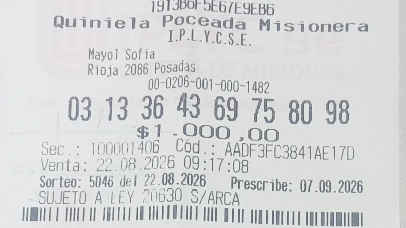 Ticket ganador de la Tombolita Aniversario que se llevó el Toyota 0 kilómetro.