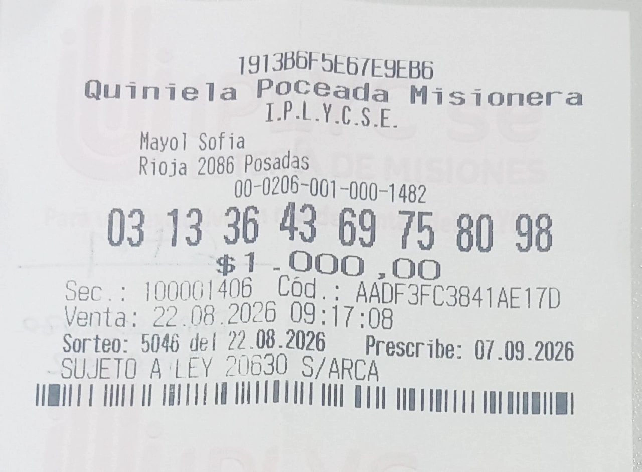 Ticket ganador de la Tombolita Aniversario que se llevó el Toyota 0 kilómetro.