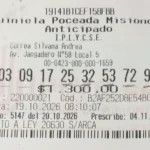 Ticket ganador de la Poceada con premio histórico.