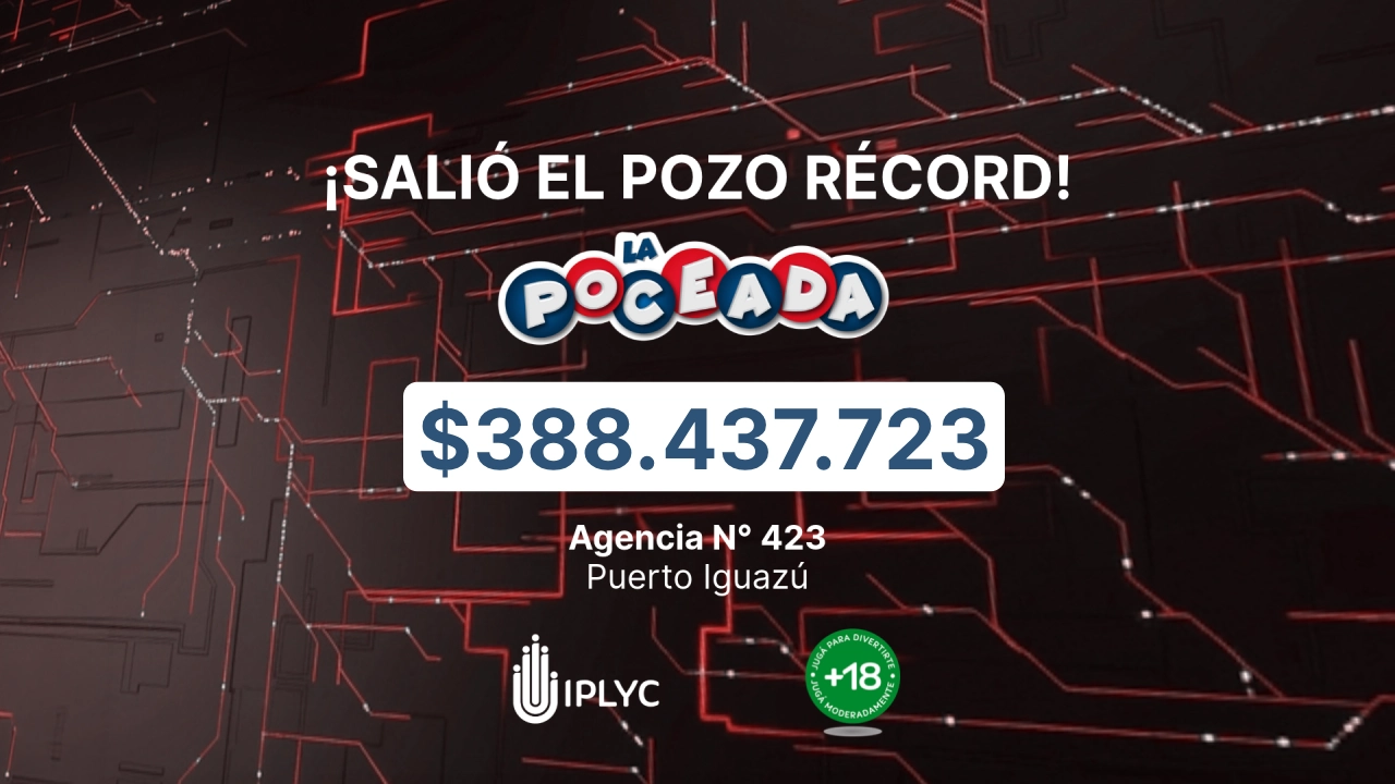 Pozo récord de la Poceada con 388.437.723 pesos para un apostador de Iguazú.