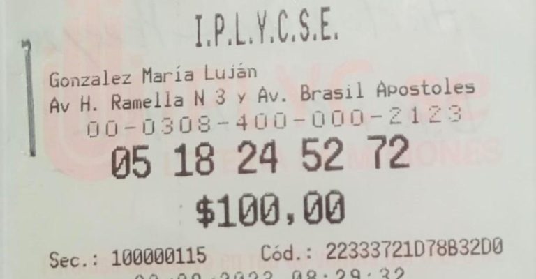 Ticket del primer premio de la Mini Poceada de 2.765.245 pesos. Con el dinero adelantará cuotas del auto.