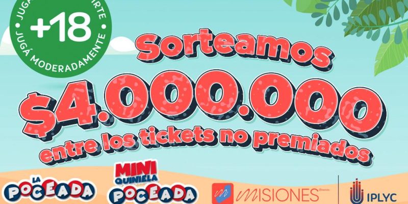 Afiche ilustrativo de la promo de tickets no premiados Poceada y Mini Poceada.